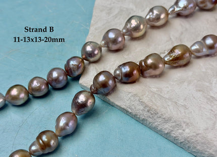 11-13x13-20mm Natural Mauve Seaweed Pink With Iridescent Color Baroque Pearl Beads Rare High Luster Pearls #P3379