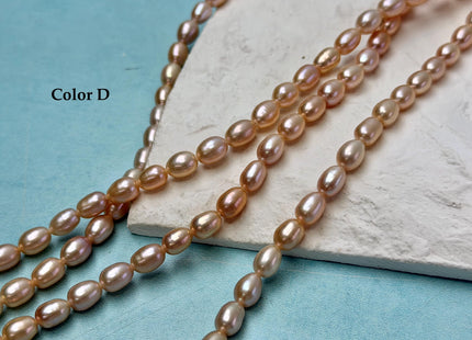 5x7 mm AAA High Luster Natural Mauve Pink Rice Freshwater Pearl Beads Large 1.0 mm Hole Freshwater Pearls 14 Inches Strand #23