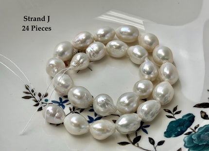 One-Of-A-Kind 9-13x11-19 mm Jumbo Size Baroque Freshwater Pearl Beads Genuine Natural White Freshwater Edison Baroque Pearls #P3371