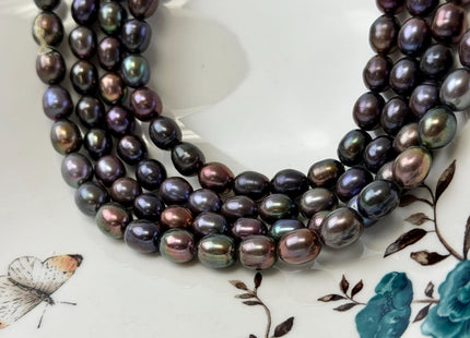 7.5x9 mm Or 7.5x10-12 mm Purple Brown Peacock Color Freshwater Pearls Rice/Oval Shape Pearl Beads Genuine Iridescent Peacock Pearls #1529