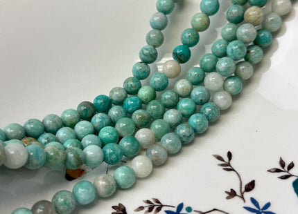 6mm 8mm 10mm 12mm Smooth Round Amazonite Large Hole Gemstone Loose Beads Hole Size 2.0mm 14.5 Inches Strand #4798