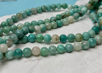 6mm 8mm 10mm 12mm Smooth Round Amazonite Large Hole Gemstone Loose Beads Hole Size 2.0mm 14.5 Inches Strand #4798