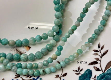 6mm 8mm 10mm 12mm Smooth Round Amazonite Large Hole Gemstone Loose Beads Hole Size 2.0mm 14.5 Inches Strand #4798