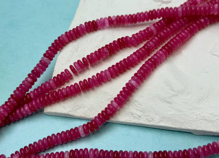 2x6 mm Smooth Rondelle Pink Green Teal Blue Purple Yellow Jade Gemstone Beads 15 Inches Strand #4799