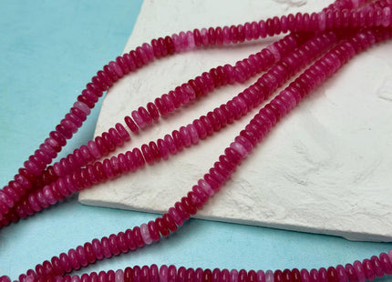 2x6 mm Smooth Rondelle Pink Green Teal Blue Purple Yellow Jade Gemstone Beads 15 Inches Strand #4799