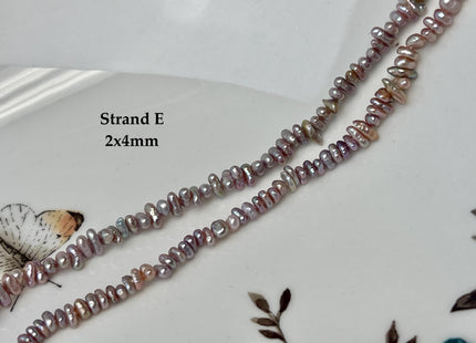 2x3 mm Natural Mauve Pink Tiny Potato Button Pearl Genuine Freshwater Seed Pearl Beads #P3385