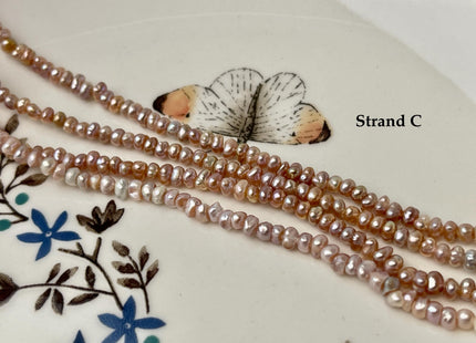 2x3 mm Natural Mauve Pink Tiny Potato Button Pearl Genuine Freshwater Seed Pearl Beads #P3385