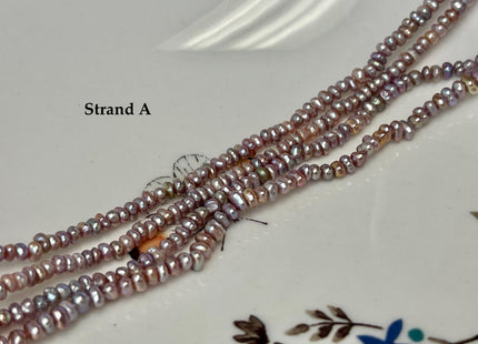 2x3 mm Natural Mauve Pink Tiny Potato Button Pearl Genuine Freshwater Seed Pearl Beads #P3385