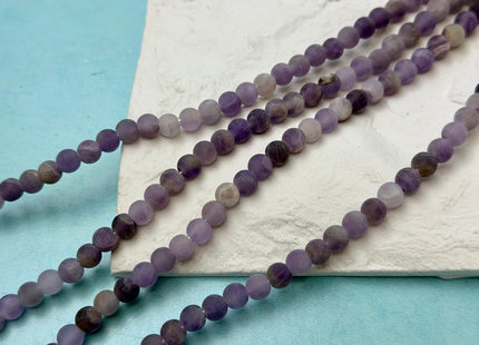 6mm 8mm 10mm Large Hole Natural Color Round Matte Amethyst Gemstone Beads Hole Size 2.0mm Natural Purple Amethyst 14-14.5 Inches #2842