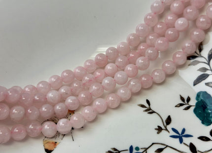 8mm 10mm Madagascar Rose Quartz Smooth Round Gemstone Loose Beads Hole SIze 2.0mm 15 Inches Strand #4802