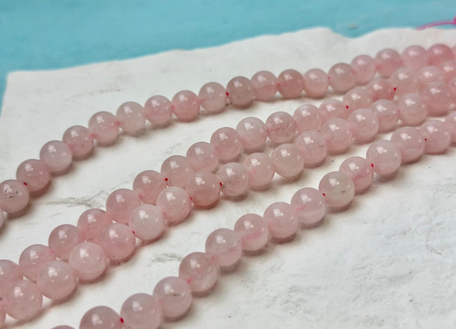 8mm 10mm Madagascar Rose Quartz Smooth Round Gemstone Loose Beads Hole SIze 2.0mm 15 Inches Strand #4802