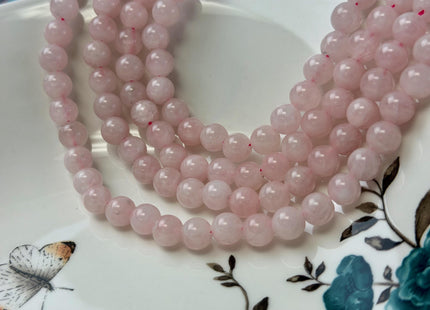 8mm 10mm Madagascar Rose Quartz Smooth Round Gemstone Loose Beads Hole SIze 2.0mm 15 Inches Strand #4802