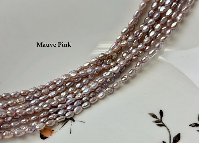 3.5x5 mm AAA Natural Dark Mauve Pink Color Rice Nugget Freshwater Pearl Beads High Luster Smooth Pearls 75 Beads #P3389