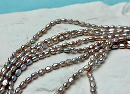 3.5x5 mm AAA Natural Dark Mauve Pink Color Rice Nugget Freshwater Pearl Beads High Luster Smooth Pearls 75 Beads #P3389