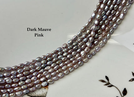 3.5x5 mm AAA Natural Dark Mauve Pink Color Rice Nugget Freshwater Pearl Beads High Luster Smooth Pearls 75 Beads #P3389