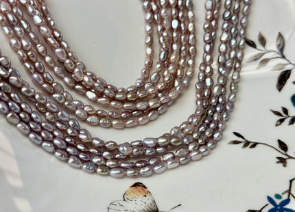 3.5x5 mm AAA Natural Dark Mauve Pink Color Rice Nugget Freshwater Pearl Beads High Luster Smooth Pearls 75 Beads #P3389