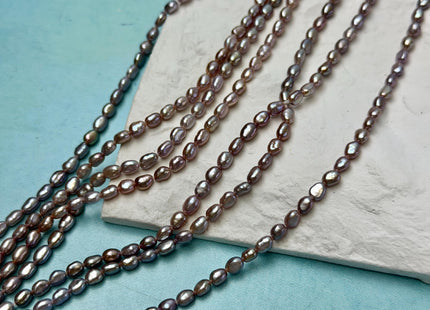 3.5x5 mm AAA Natural Dark Mauve Pink Color Rice Nugget Freshwater Pearl Beads High Luster Smooth Pearls 75 Beads #P3389