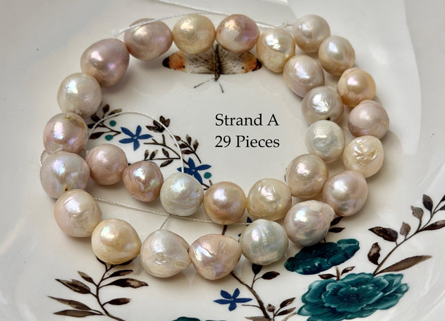 One-Of-A-Kind 9-17 mm Natural White Mauve Pink Baroque Pearl Beads Natural Edison Pearl B Grade #P3453