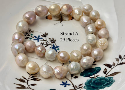 One-Of-A-Kind 9-17 mm Natural White Mauve Pink Baroque Pearl Beads Natural Edison Pearl B Grade #P3453