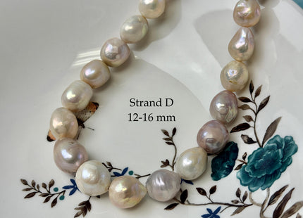 One-Of-A-Kind 9-17 mm Natural White Mauve Pink Baroque Pearl Beads Natural Edison Pearl B Grade #P3453