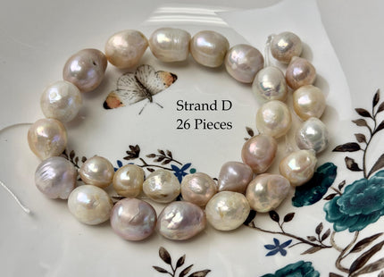 One-Of-A-Kind 9-17 mm Natural White Mauve Pink Baroque Pearl Beads Natural Edison Pearl B Grade #P3453