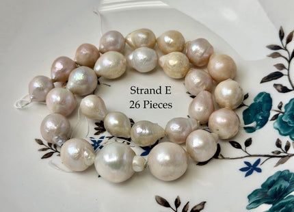 One-Of-A-Kind 9-17 mm Natural White Mauve Pink Baroque Pearl Beads Natural Edison Pearl B Grade #P3453