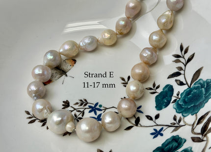 One-Of-A-Kind 9-17 mm Natural White Mauve Pink Baroque Pearl Beads Natural Edison Pearl B Grade #P3453