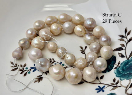 One-Of-A-Kind 9-17 mm Natural White Mauve Pink Baroque Pearl Beads Natural Edison Pearl B Grade #P3453