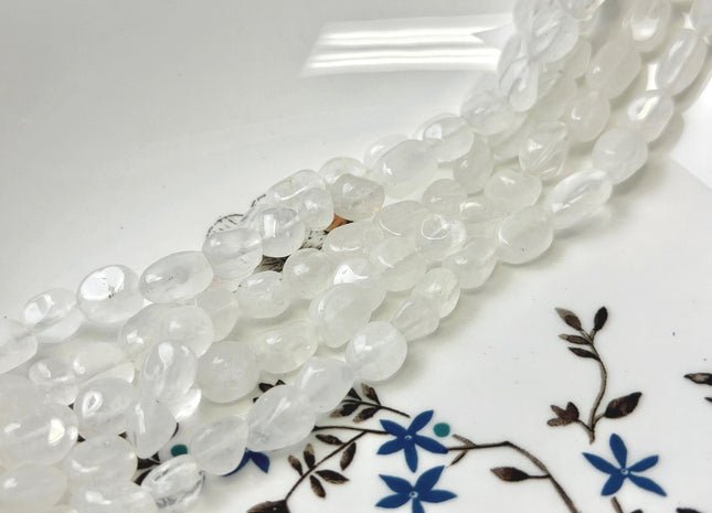 8x7-13 mm White Quartz Irregular Nugget Shape Gemstone 15 Inches Strand #4832
