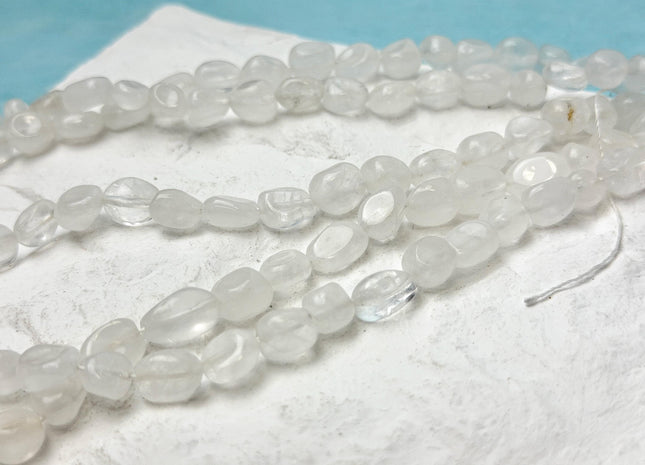 8x7-13 mm White Quartz Irregular Nugget Shape Gemstone 15 Inches Strand #4832