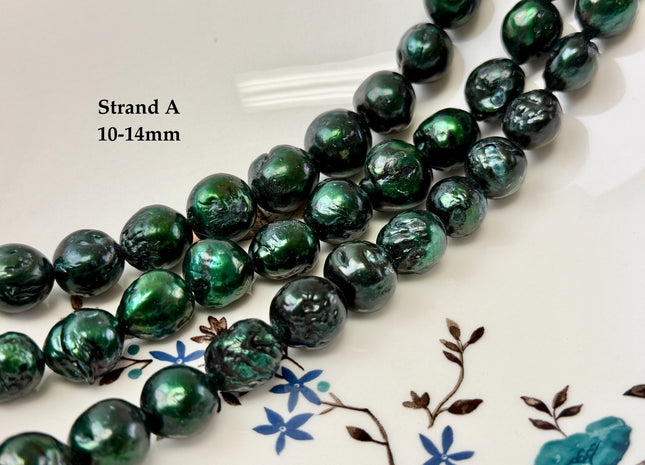 10-16 mm Green Graduated Edison Baroque Freshwater Pearl Beads 15 Inch Strand B Grade #P3460