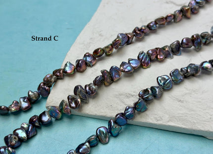 7-15 mm Blue Peacock Keshi Freshwater Pearl Beads Center Drilled Keshi Beads #P3392