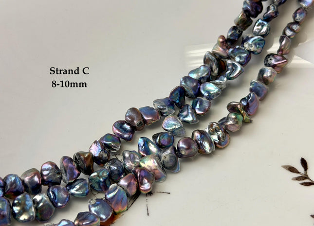 7-15 mm Blue Peacock Keshi Freshwater Pearl Beads Center Drilled Keshi Beads #P3392