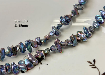 7-15 mm Blue Peacock Keshi Freshwater Pearl Beads Center Drilled Keshi Beads #P3392