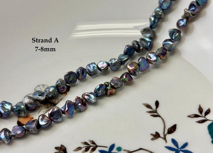 7-15 mm Blue Peacock Keshi Freshwater Pearl Beads Center Drilled Keshi Beads #P3392