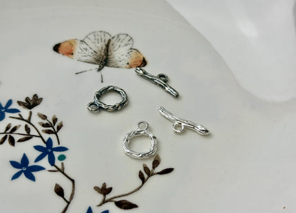 10 mm 925 Sterling Silver or Oxidized Toggle Clasp Findings With Engraved Round Shape Design DIY Jewelry #10385