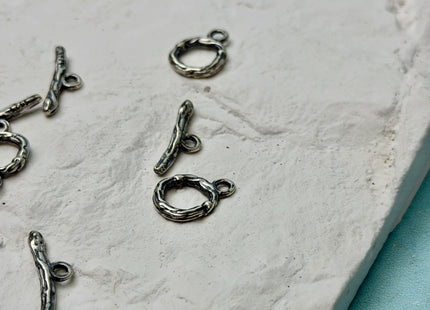 10 mm 925 Sterling Silver or Oxidized Toggle Clasp Findings With Engraved Round Shape Design DIY Jewelry #10385