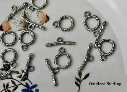 10 mm 925 Sterling Silver or Oxidized Toggle Clasp Findings With Engraved Round Shape Design DIY Jewelry #10385