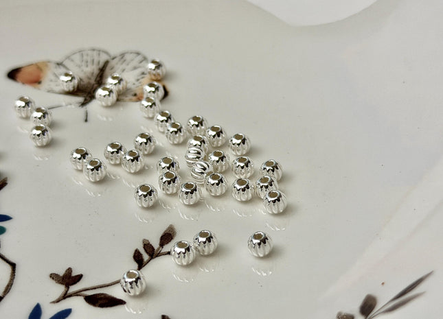 5 Pieces 3mm 4mm 5mm 925 Sterling Silver Tibetan Style Silver Spacer Ball Large Hole Shiny Beads #10386