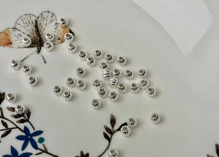 5 Pieces 3mm 4mm 5mm 925 Sterling Silver Tibetan Style Silver Spacer Ball Large Hole Shiny Beads #10386
