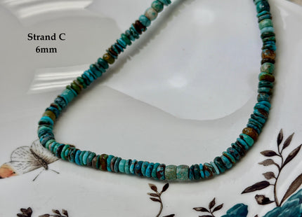 One-Of-A-Kind 5-6mm Natural Turquoise Rondelle Disc Shape Natural Color Turquoise Gemstones 16 Inches Strand #4837