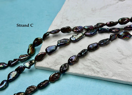 5-6x9-13 mm Dark Peacock Brown Color Freshwater Pearl Keshi Rice Nugget Beads High Luster Nugget Pearls #P3391