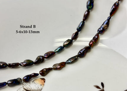 5-6x9-13 mm Dark Peacock Brown Color Freshwater Pearl Keshi Rice Nugget Beads High Luster Nugget Pearls #P3391