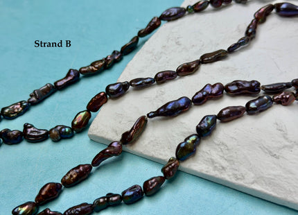 5-6x9-13 mm Dark Peacock Brown Color Freshwater Pearl Keshi Rice Nugget Beads High Luster Nugget Pearls #P3391