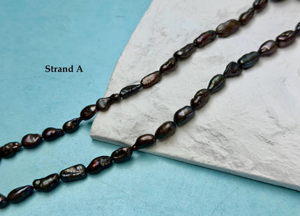 5-6x9-13 mm Dark Peacock Brown Color Freshwater Pearl Keshi Rice Nugget Beads High Luster Nugget Pearls #P3391