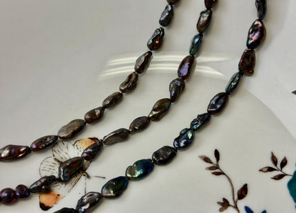5-6x9-13 mm Dark Peacock Brown Color Freshwater Pearl Keshi Rice Nugget Beads High Luster Nugget Pearls #P3391