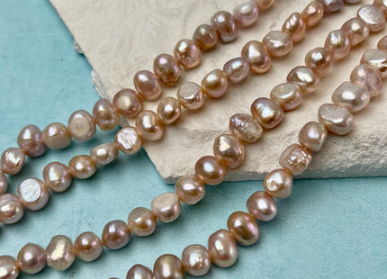 7-9mm Natural Mauve Pink Seaweed Color Nugget Freshwater Pearls #P3387