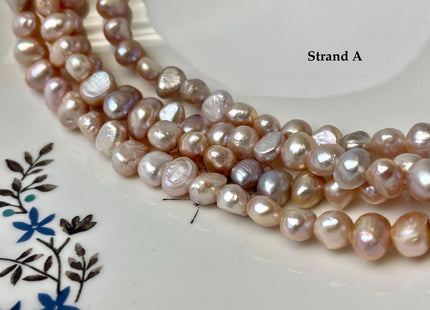 7-9mm Natural Mauve Pink Seaweed Color Nugget Freshwater Pearls #P3387