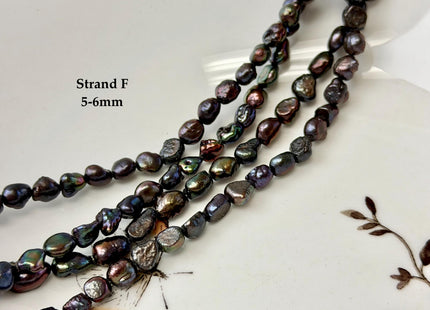 5-6x7-9 mm Dark Peacock Brown Color Freshwater Pearl Keshi Rice Nugget Beads High Luster Nugget Pearls #P3390