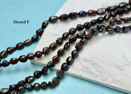 5-6x7-9 mm Dark Peacock Brown Color Freshwater Pearl Keshi Rice Nugget Beads High Luster Nugget Pearls #P3390